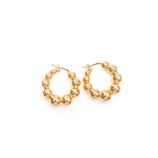 Yellow gold bubble hoops