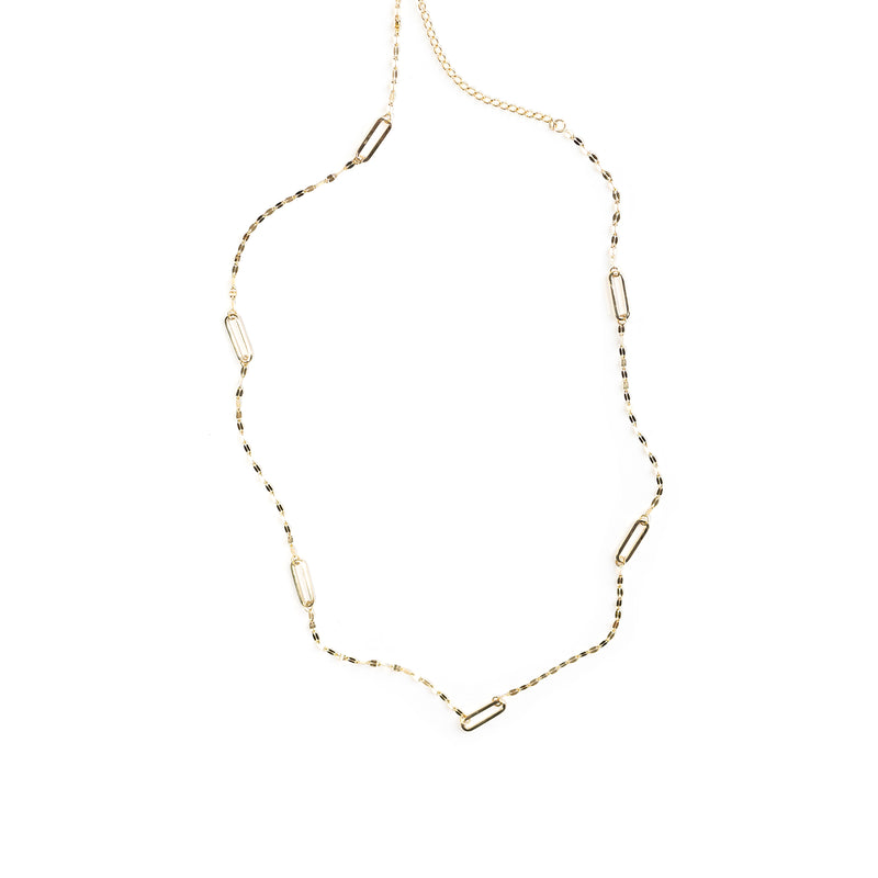 Alternating Paperclip hammered chain