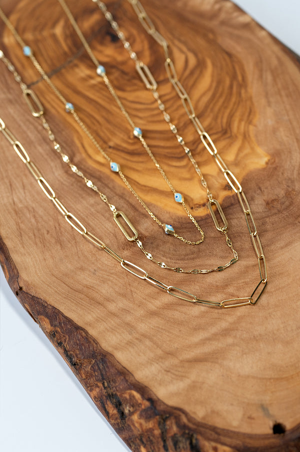 Alternating Paperclip hammered chain