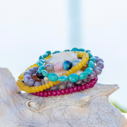 ally + ash “eat the rainbow ” boho beaded bracelet 5 stack