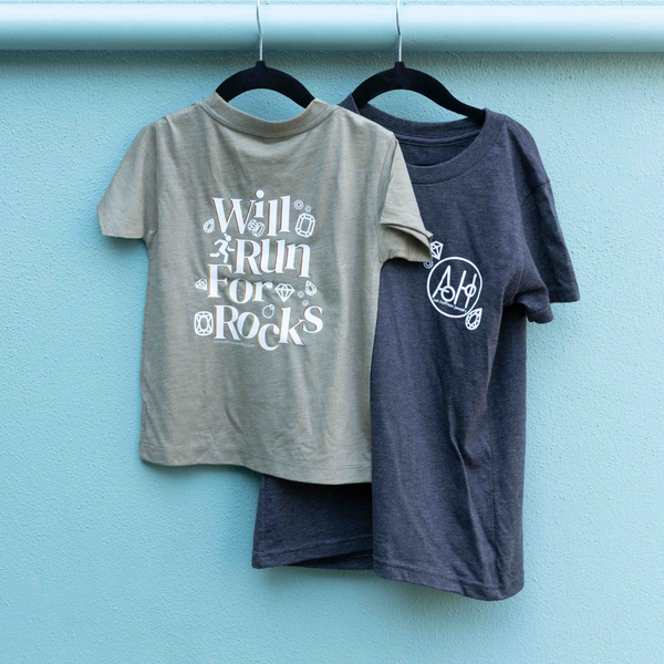 “Will run for rocks” gemstones logo tee ADULT