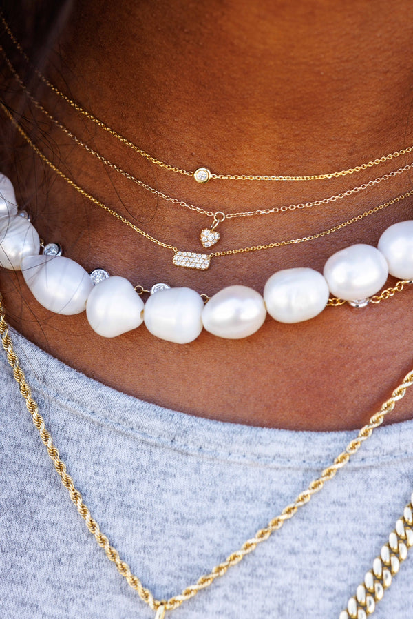 Bryn : pavé diamond bar necklace