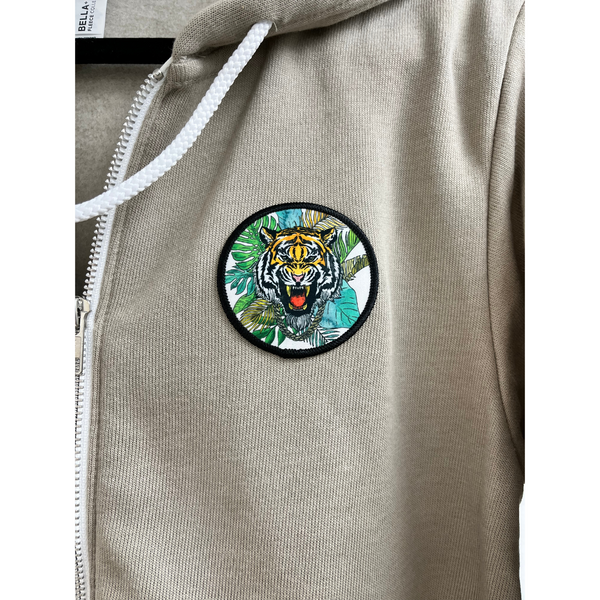 logo Zip-up hoodie with tiger patch