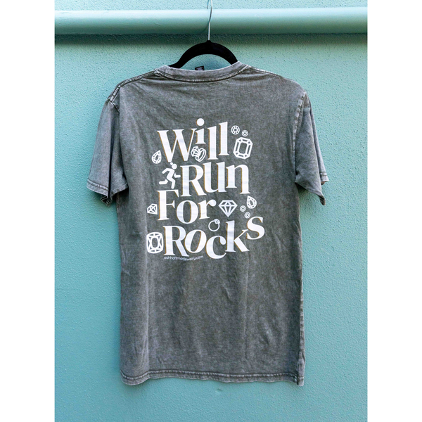 “Will run for rocks” gemstones logo tee ADULT