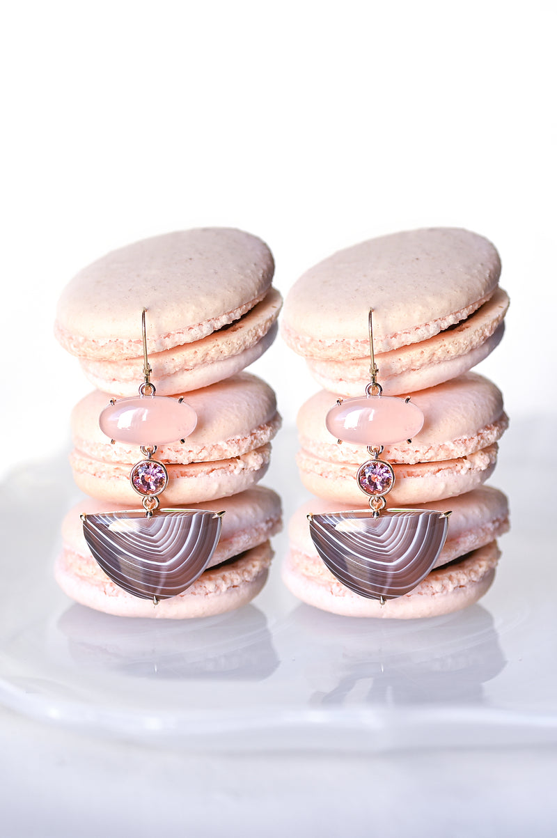 One of a kind Rose quartz dangles