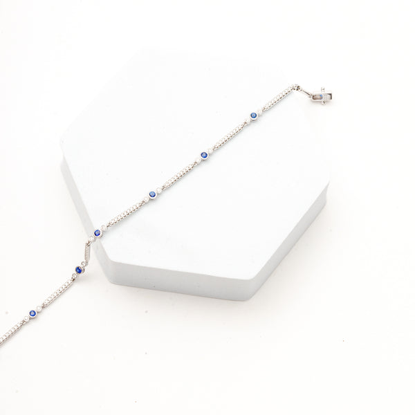 Sapphire and diamond line bracelet
