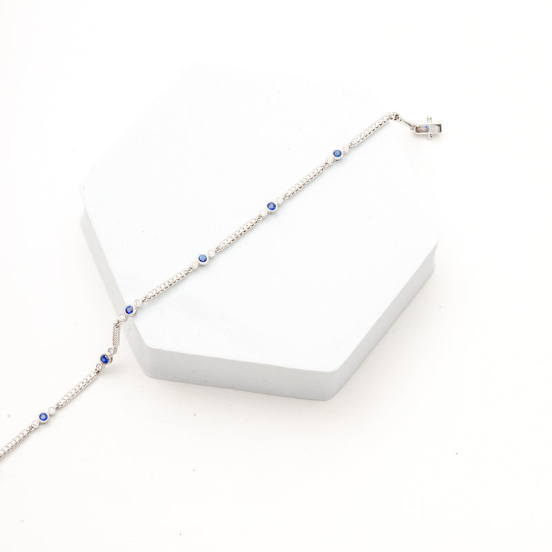 Sapphire and diamond line bracelet
