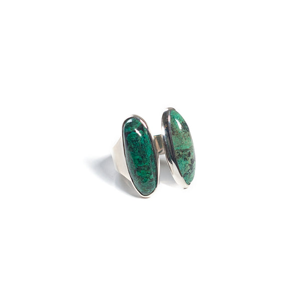 One of a kind green turquoise open oval ring