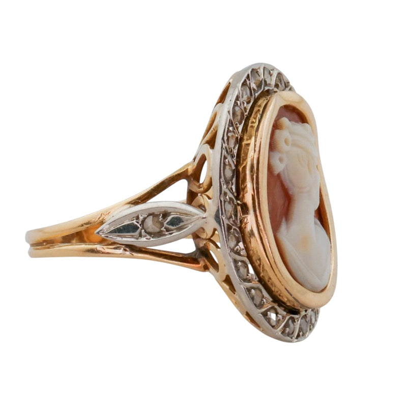 vintage cameo ring with diamonds