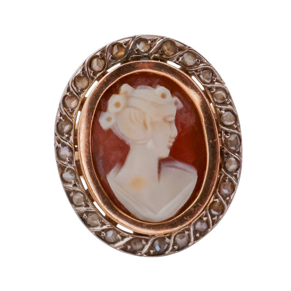 vintage cameo ring with diamonds