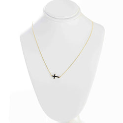 black enamel sideways cross necklace or bracelet