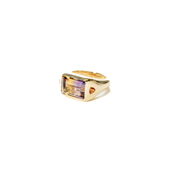 One of a kind ametrine and citrine ring