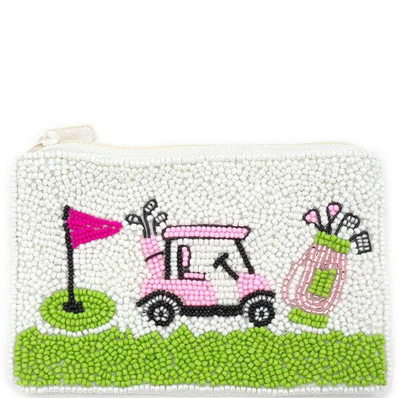 SEED BEADED COIN PURSE GOLF CART DESIGN