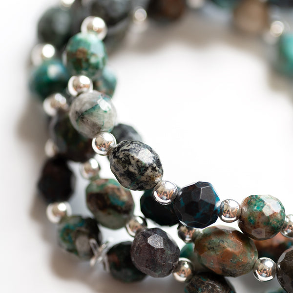 natural Azurite Fynchenite beaded bracelet
