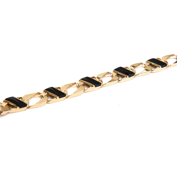 Vintage curb chain onyx bracelet