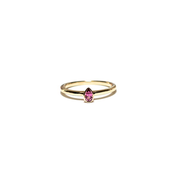 pink tourmaline pear birthstone stackable