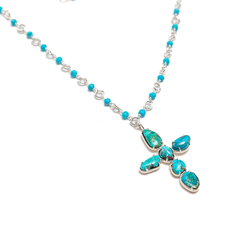 One of a kind turquoise cross pendant