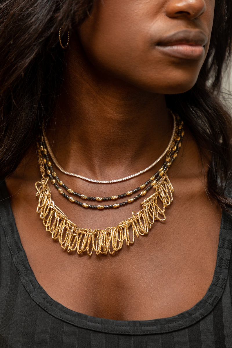 Vintage 14k gold fringe necklace
