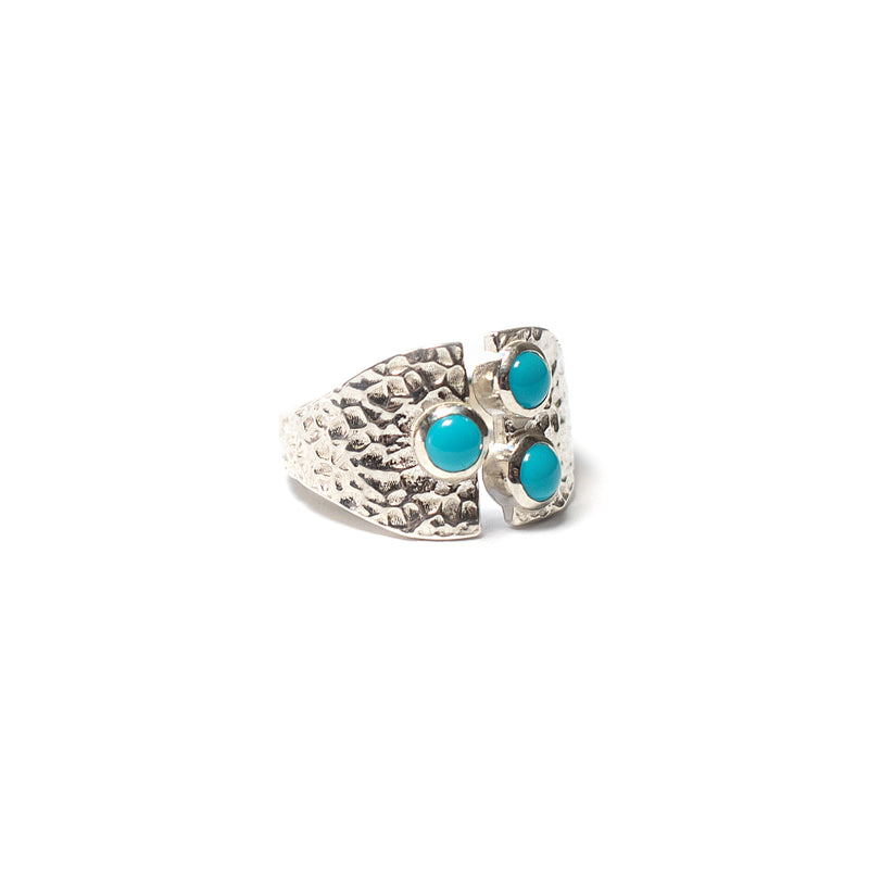 sterling three stone turquoise cabochon ring