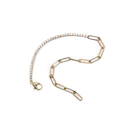 diamond and paperclip chain tennis bracelet