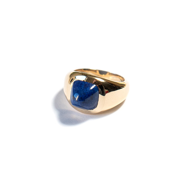 one of a kind lapis and gold bullet statement ring